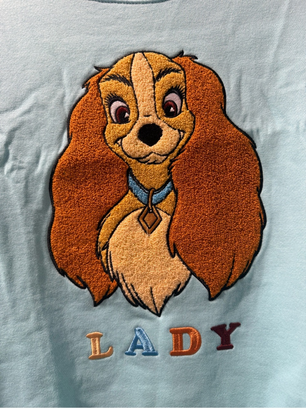 Disney Lady and the Tramp Lady Embroidered Blue Sweatshirt Size S (NWT)